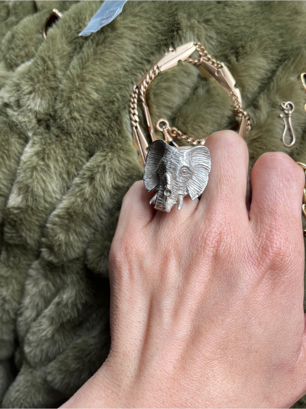 Heavy Sterling Elephant Ring